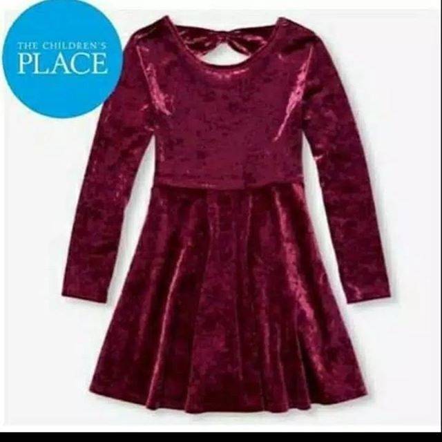 Dress anak the Children Place velvet Dress Purple