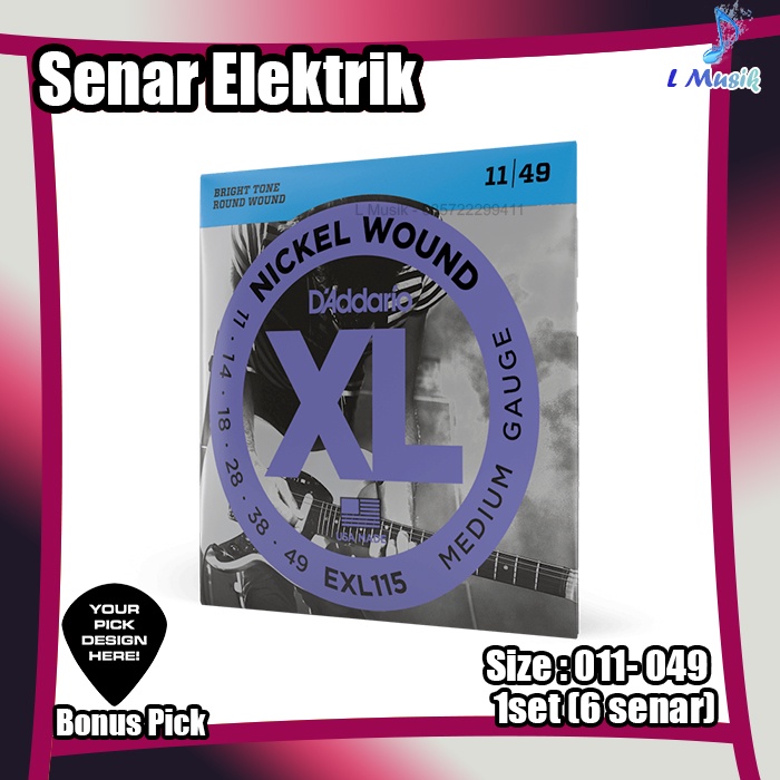 ORIGINAL SENAR GITAR D ADDARIO ELEKTRIK EXL115 - SENAR GITAR ELEKTRIK UKURAN 011