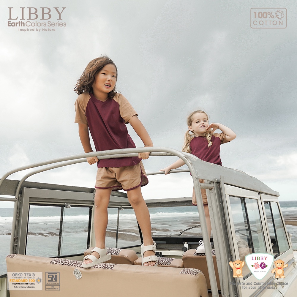 LIBBY Earth Colour Stelan Pendek Reagan Set / Setelan Lengan Pendek Celana Pendek Anak 1 stel (Tersedia varian warna dan ukuran)