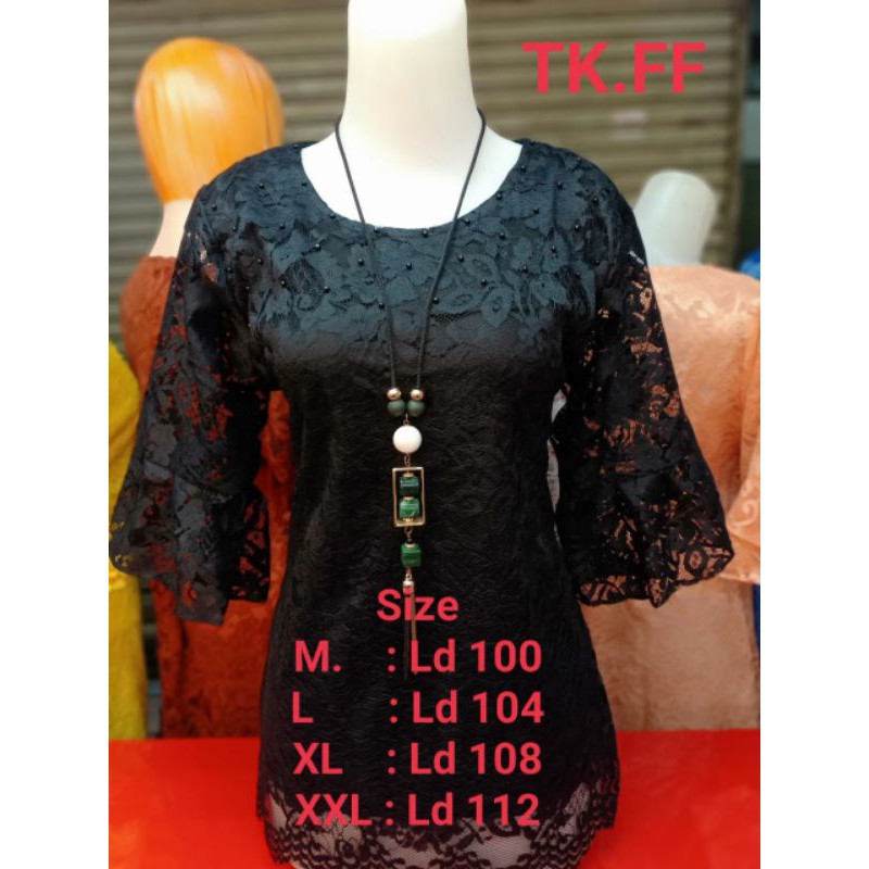 blus brokat renda katun