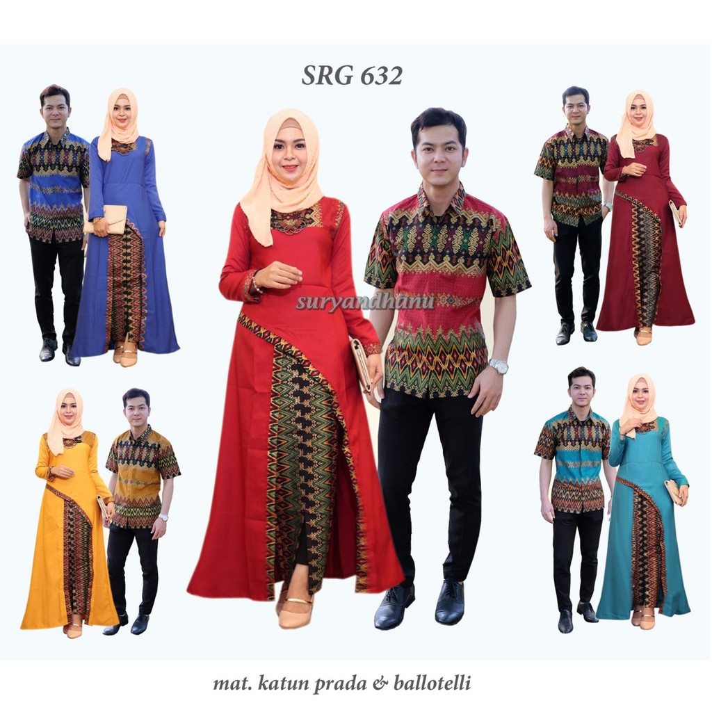 BAJU BATIK COUPLE MODEL SETELAN ROK DAN LONG BLUS TERBARU SRG 632