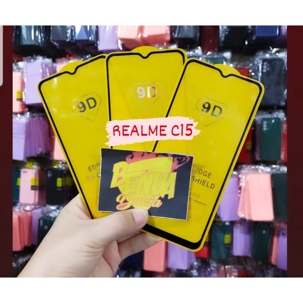 ANTI GORES KACA REALME C15 - TEMPERED GLASS FULL LEM 9D TEMPER GLASS REALME C15 - BD