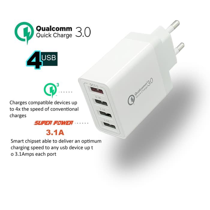 CHARGER MERCURY QUICK CHARGING 4USB QUALCOMM - GARANSI 24 BULAN FULL Mercury - Speed Dual