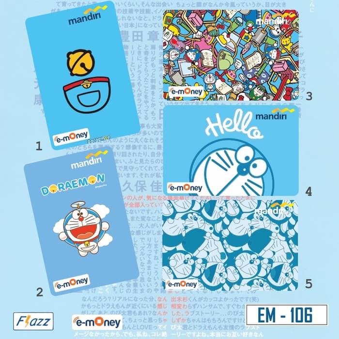 Jual KARTU EMONEY / ETOLL / FLAZZ CUSTOM 2 Sisi DORAEMON EDITION