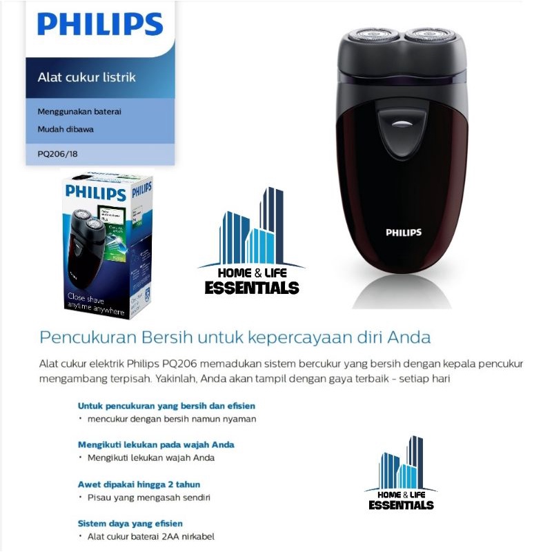 Philips Electric Shaver PQ206 Cukuran Kumis Jenggot Philips Alat Cukur Kumis Jenggot Philips