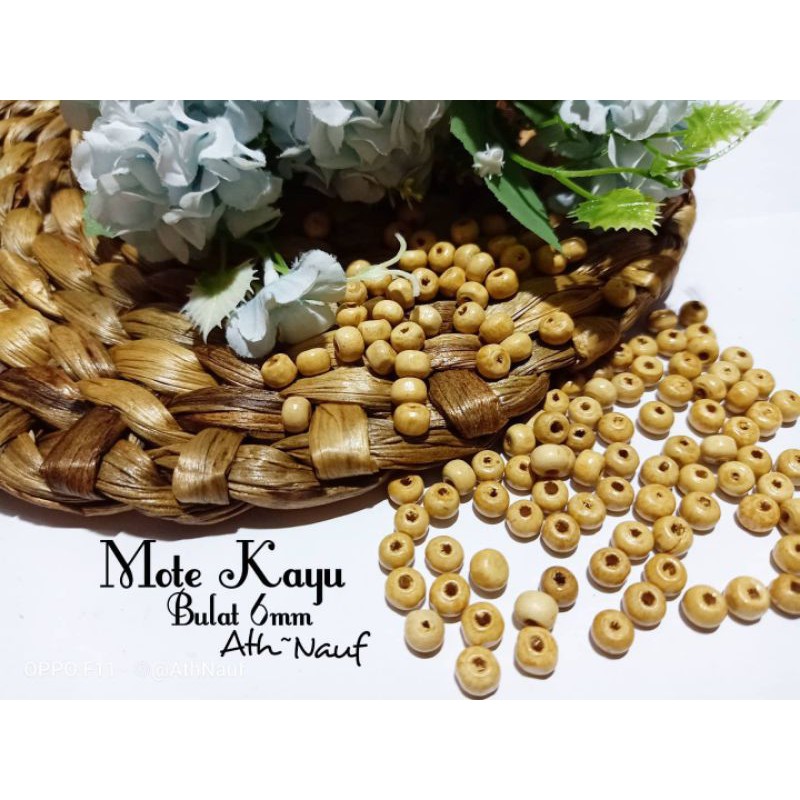 Mote Kayu Bulat Macrame