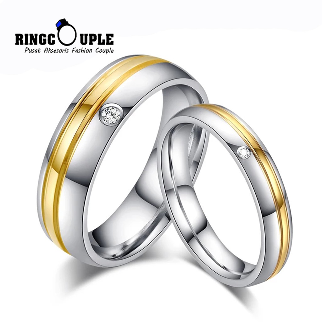 [JB010] Cincin Couple Titanium Original 100% Anti Pudar (GRATIS BOX)