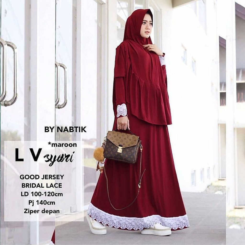 baju muslim dress gamis wanita elegan terbaru LV syari wd