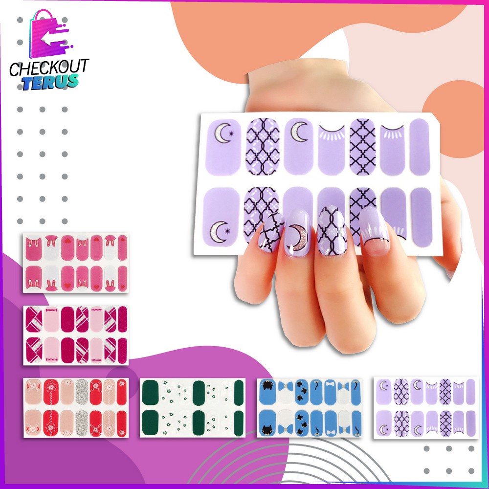 CT K54 Stiker Kuku Wanita Korea Waterproof Sticker Kuku Fashion Wanita Anti Air Nail Art Sticker Cantik