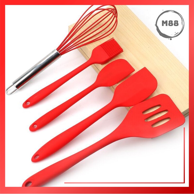 MARKAS88 Spatula Set Peralatan Masak Spatula Silikon Tahan Panas Spatula Silicon 5 in 1