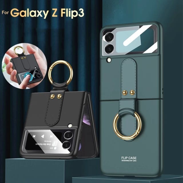 SAMSUNG GALAXY Z FLIP 4 5G FLIP 3 RING CASE WITH COVER SCREEN PROTECTOR