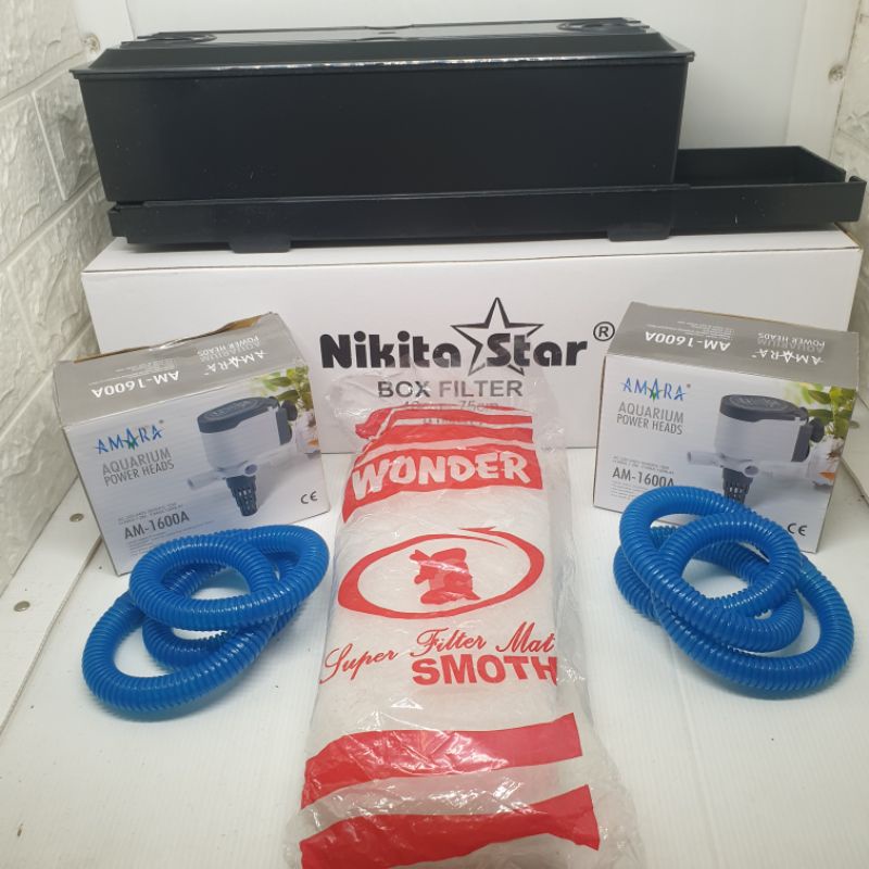 PAKET TOP FILTER BOX JUMBO AQUARIUM PLUS POMPA PEMBERSIH AMARA AM 1600A