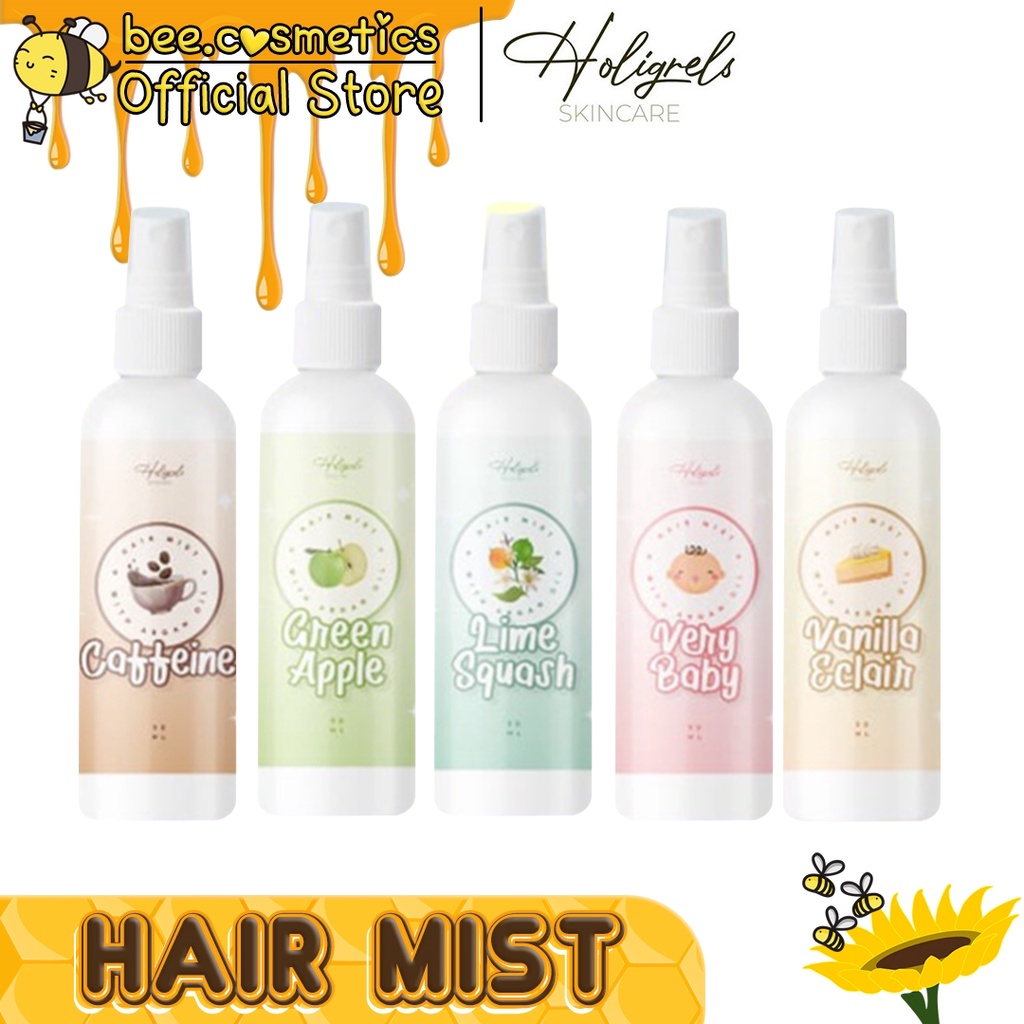 HOLIGRELS HAIR MIST 90ML ( CAFFEINE / GREEN APPLE / LIME SQUASH / VANILLA ECLAIR / VERY BABY )