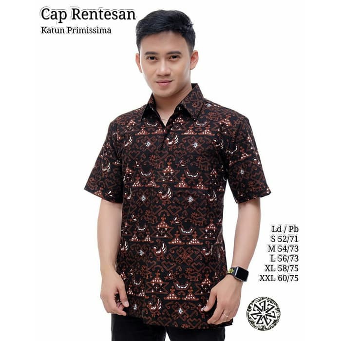 BERKUALITAS  Batik Pria Premium / Hem Batik Tulis Lengan Pendek Premium