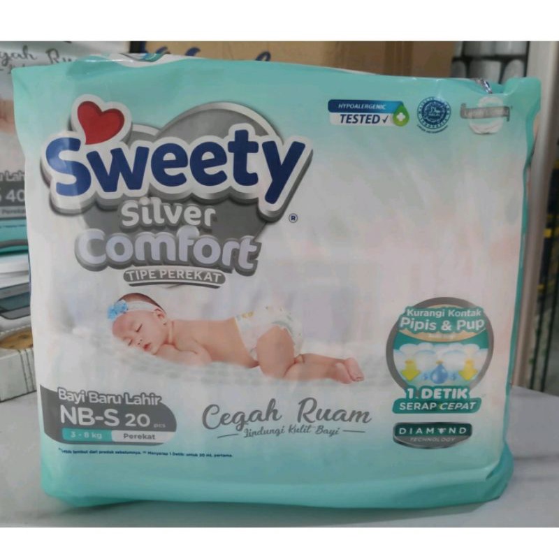 Popok Bayi Sweety SILVER PANTS COMFORT NB-40 | S 32 | M28 | L26 Tipe Perekat Cloud Soft Bayi Baru Lahir NEWBORN Silver NB