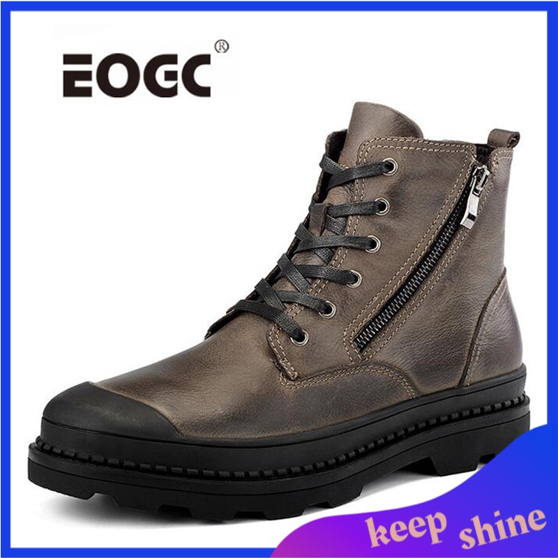 Sepatu Boots Pria Kulit Import Vintage Style Men Boots Natural Leather Autumn And Winter Shoes Water