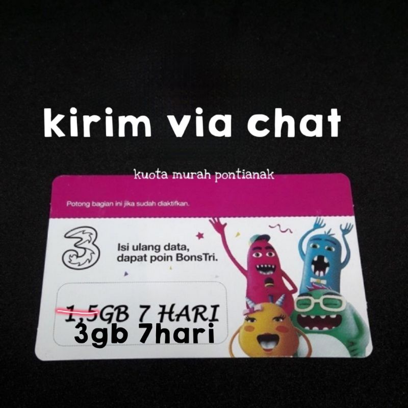 [ kode kirim via chat ] Voucher Tri 3gb 7hari Vocer Three 3 gb 7 hari