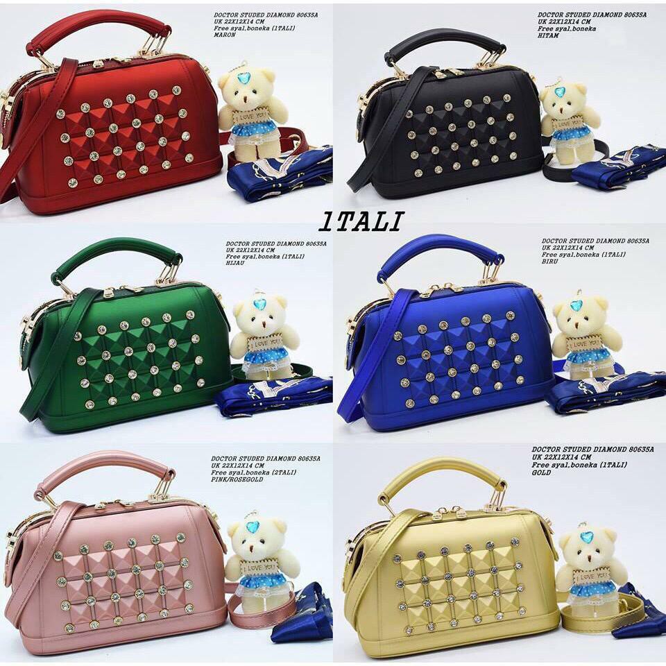 066-A (FREE SYAL &amp; BONEKA) - HANDBAG TAS DOCTOR TAS BATAM TAS IMPORT - JELLY 5 KOTAK DIAMOND GM 2685