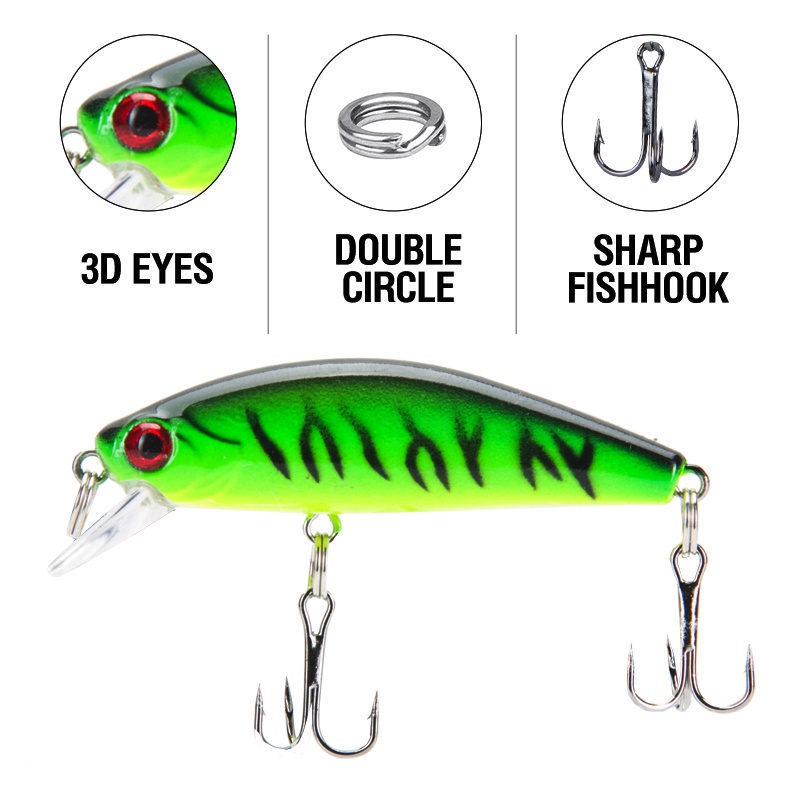 5 Pcs Umpan Pancing Hard Bait Bentuk Ikan Imitasi Ukuran 55mm 6.5g