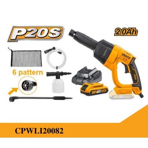 INGCO CPWLI20082 - JET CLEANER CORDLESS 20V 25 BAR CUCI STEAM MOBIL