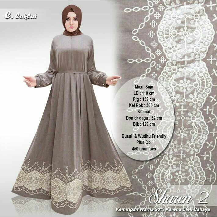 SHAREN MAXI  –  Gamis  Fashion Wanita Muslimah Terkini Baju Pesta  Semi Denim