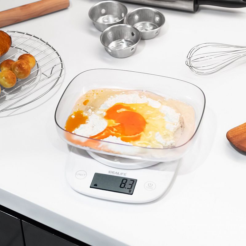 IDEALIFE - Digital Kitchen Scale – Timer + Bowl, 5KG/1GR - Timbangan Kue Digital - IL–210c