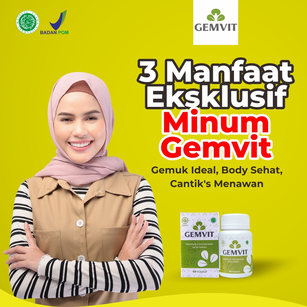 Gemvit suplemen penggemuk badan penambah berat badan bpom pencerah wajah ampuh 100% original