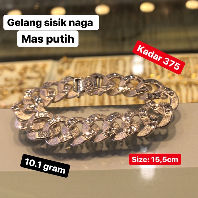 Gelang sisik naga mas putih asli kadar 375