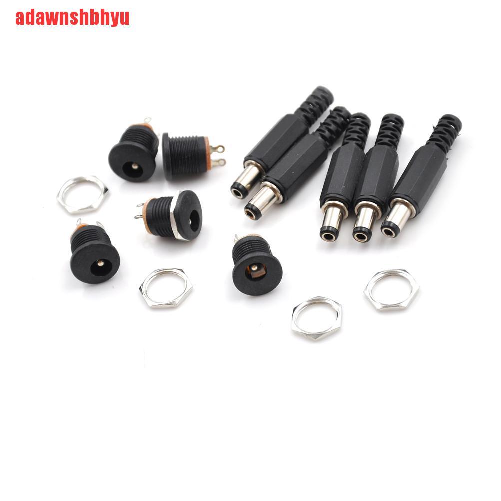 (Adawnshbhyu) 10pcs Adapter Konektor Soket Jack Female+Male Ukuran 5.5x