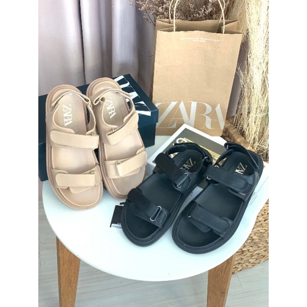 Zara Leather Flatform Sandals ZS367