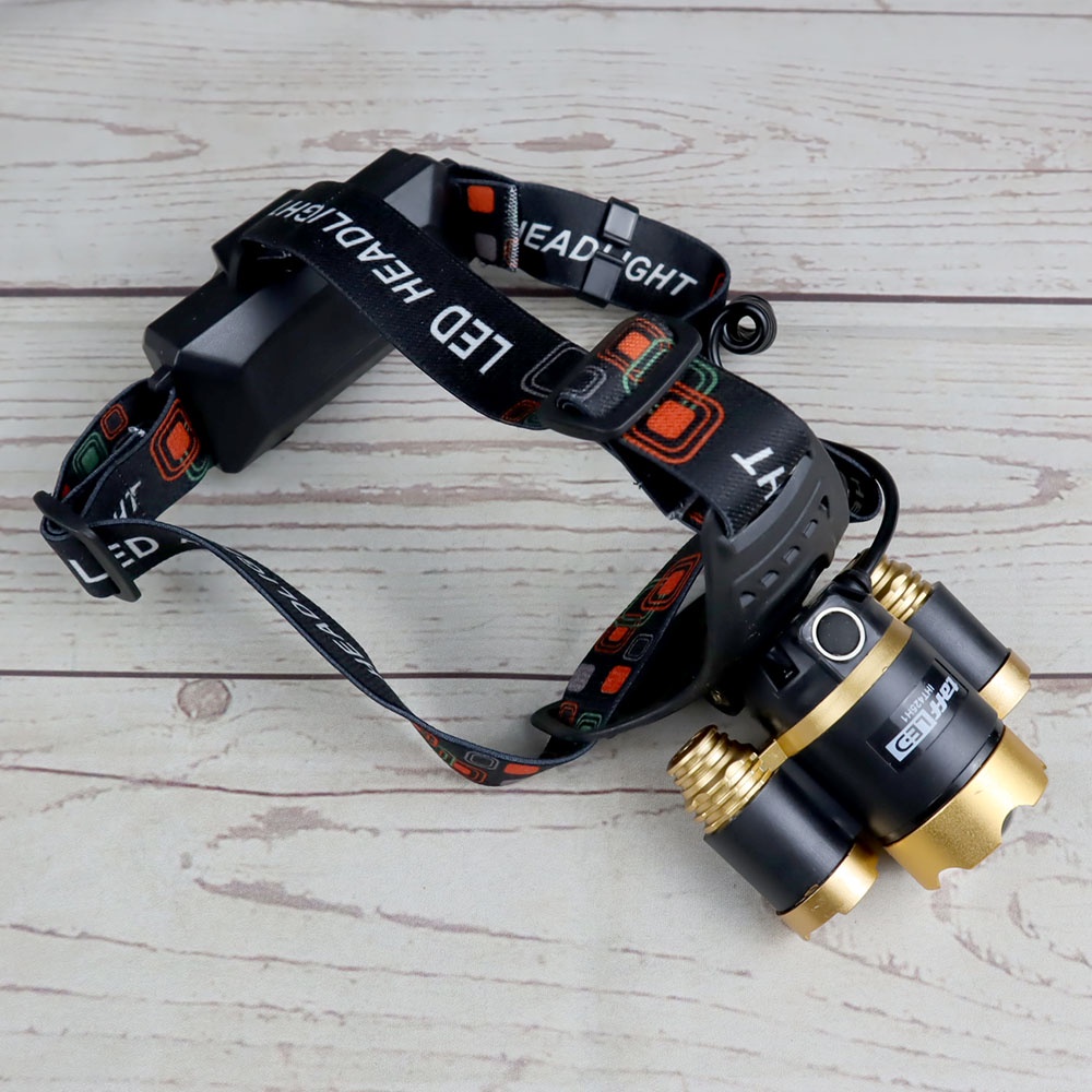 Senter Headlamp Portable XM-L 3T6 10000 Lumens - Emas