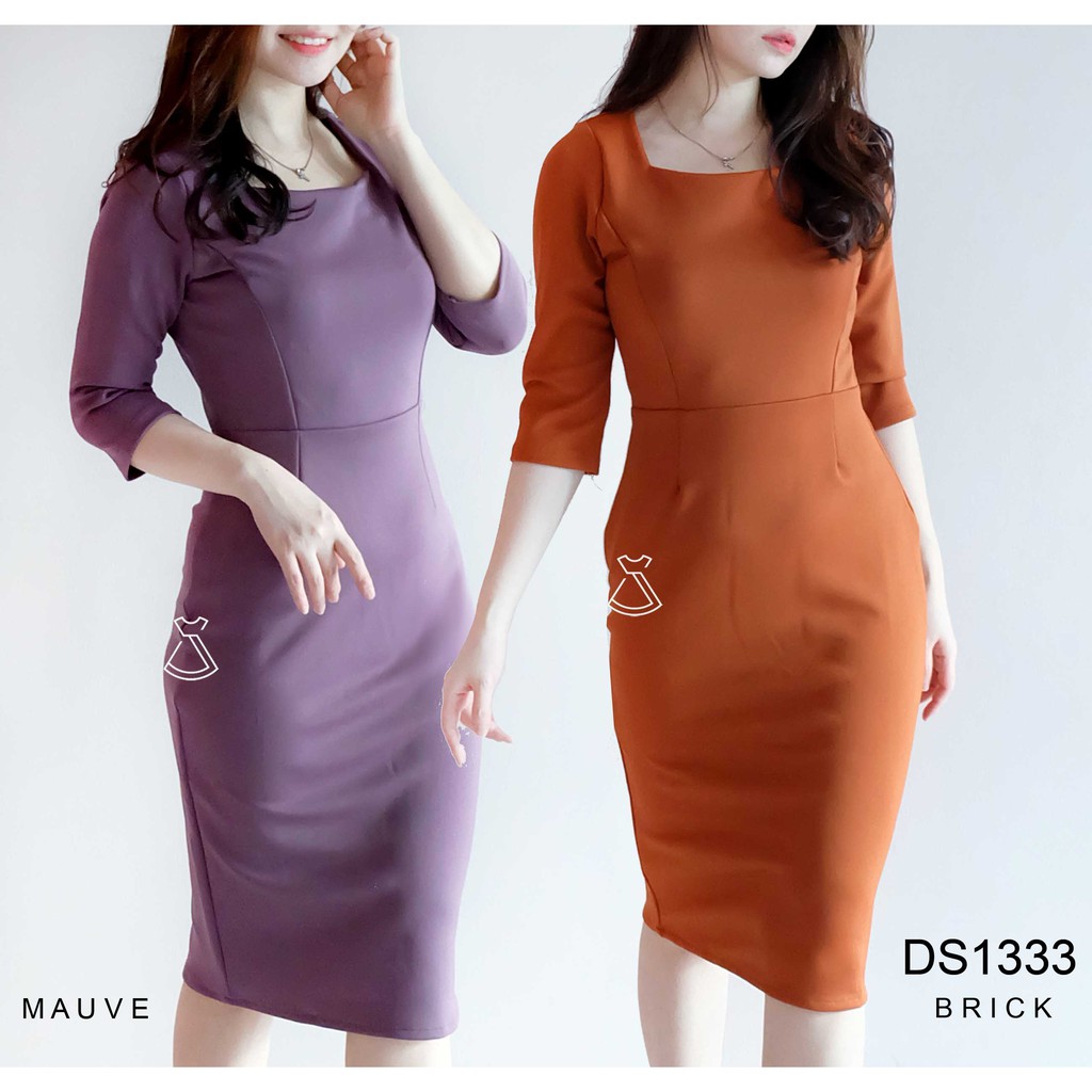 DS1333 - DRESS PESTA DRESS KANTOR SEPAN BASIC SCUBA WANITA MODERN MURAH