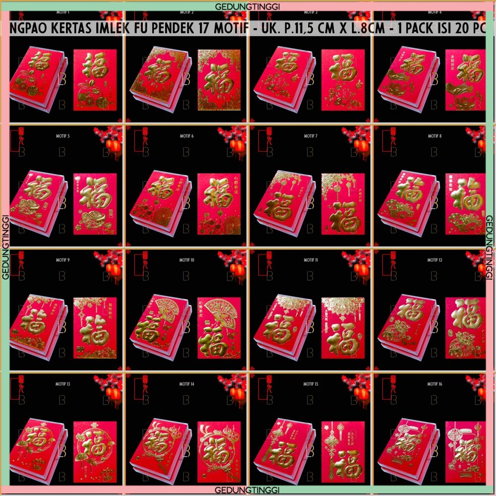 Kertas Amplop Tas Angpao Angpau Ampau Ampao Hongbao Hongbau Netral Premium Sincia Imlek Hoki Hook Fu Fuk Shio Sio Kelinci Tahun Baru Cina China Ukuran Jumbo Besar Panjang Pendek Kecil Size New Year Cny 2023 Merah Gold Emas Polos Murah Mika Lucu Isi 1 Pack