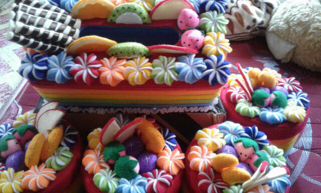 [ready] Set Toples Flanel Rainbow Fruits On Forest