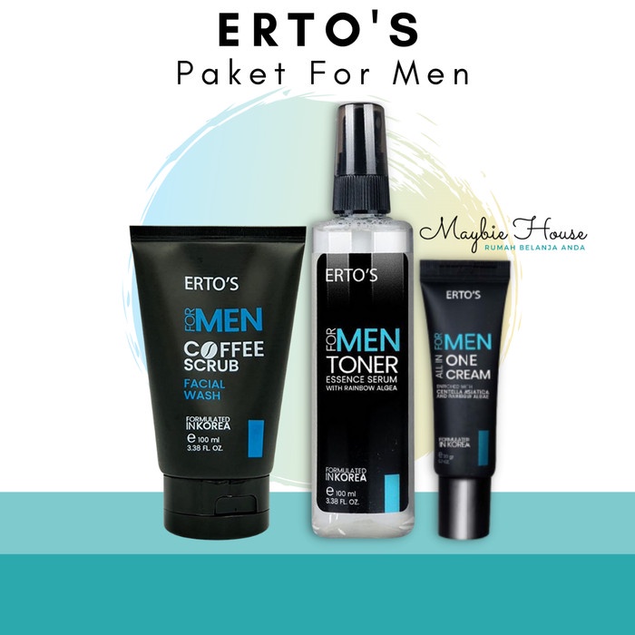Paket Ertos For Men - Perawatan Wajah Pria: Facial Scrub, Toner, Cream _safa