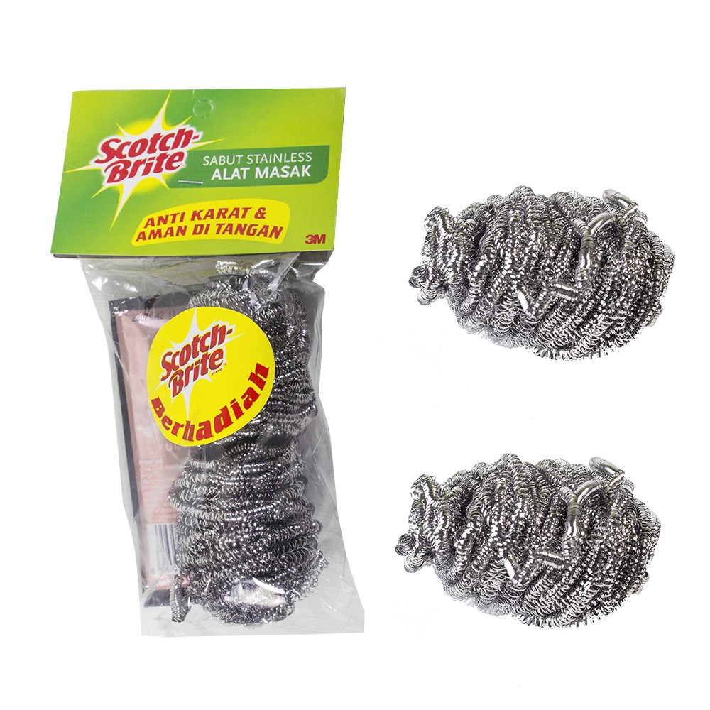 3M Scotch Brite 2 pcs Sabut Stainless Sabut Kawat  Cuci  