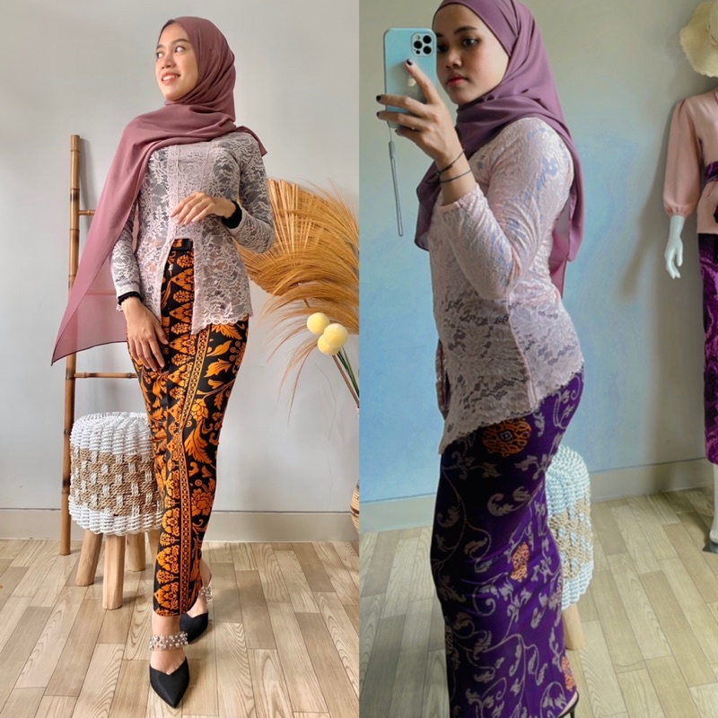 kebaya brokat sofia stretch tangan panjang ukuran M