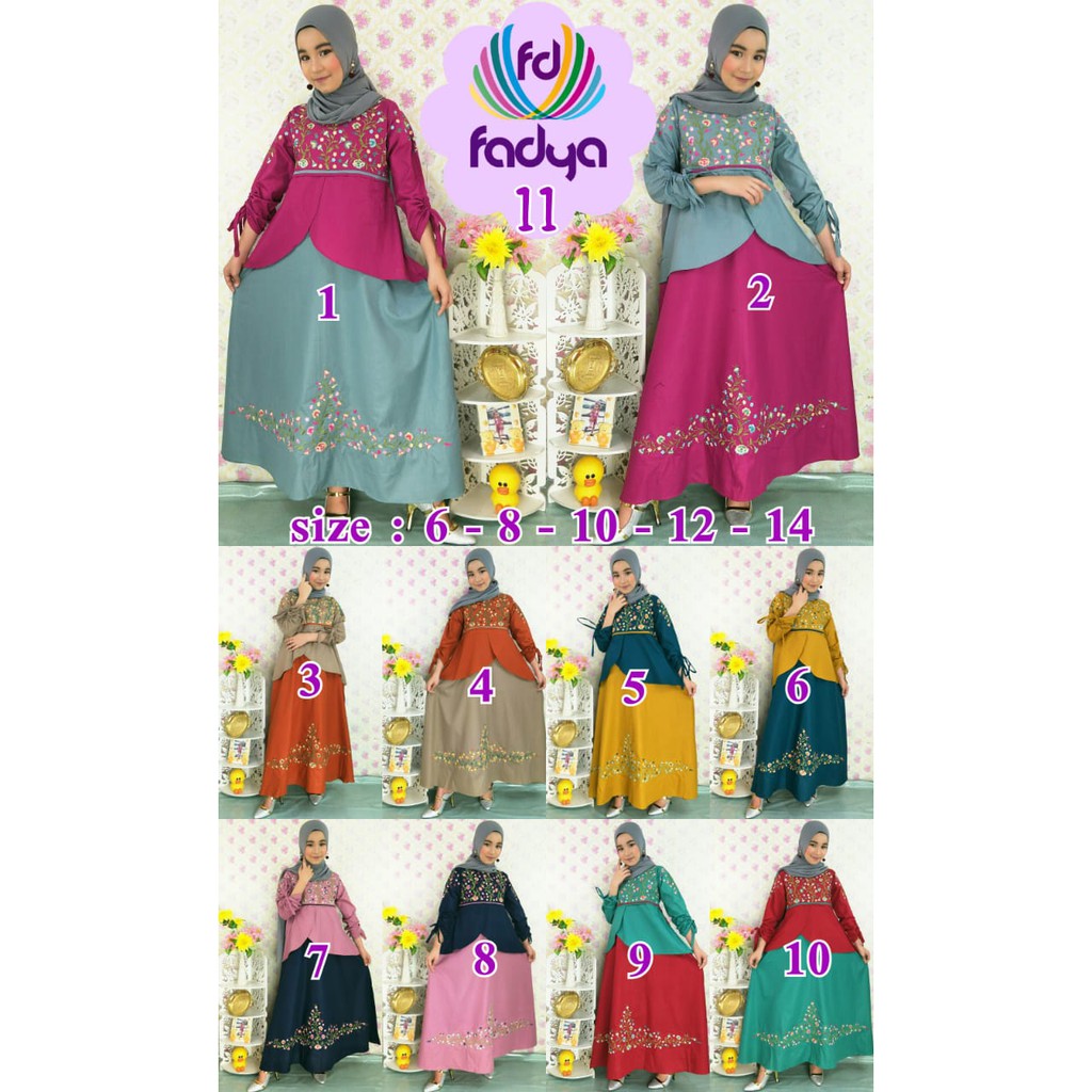 GAMIS FADYA ANAK ORIGINAL >> Gamis Lebaran Anak Remaja >> Dress Anak Muslimah