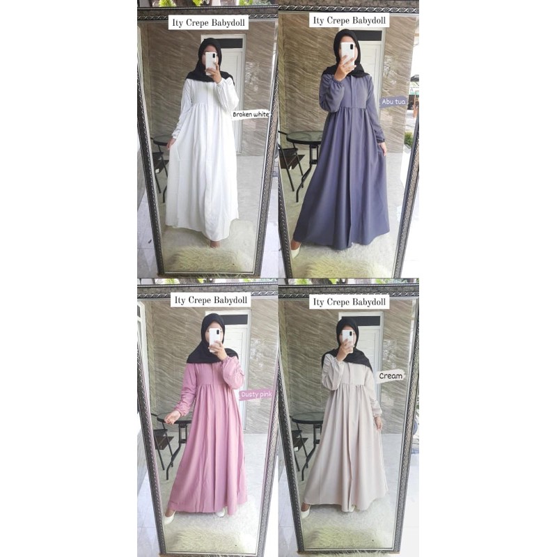 [Promo Flash sale] Gamis Babydol basic polos Ity crepe mewah Seri 1 size S-M-L-XL-XXXL By Delanijab-3