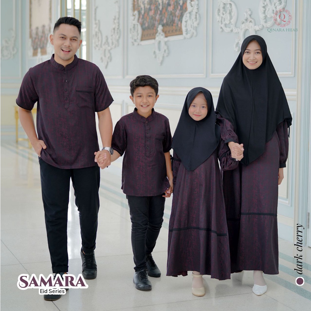 Gamis couple keluarga pasangan muslim Dark Cherry terbaru 2022  baju seragam kekinian  SAMARA EID AL