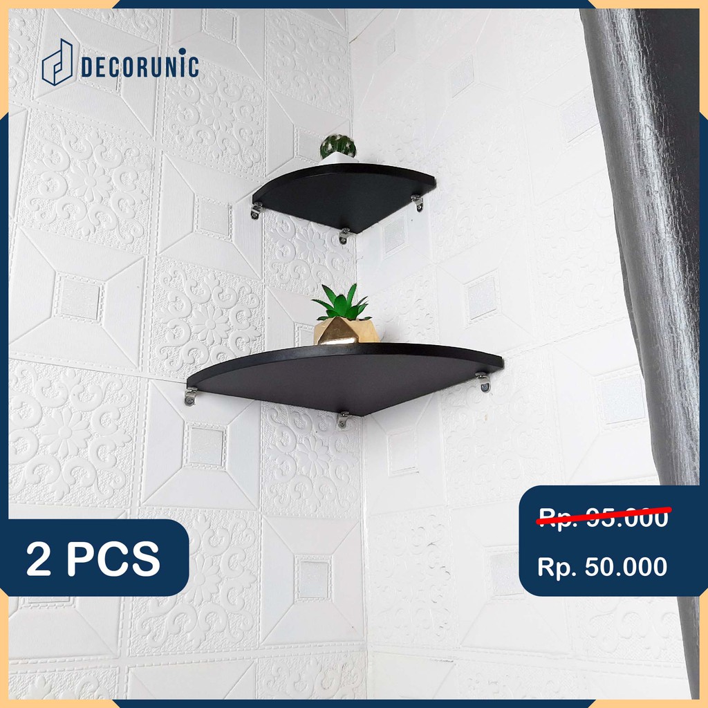 Decorunic Rak Dinding Sudut 2 pcs Uk. 20, 25 cm