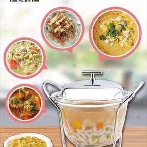 Saji | Pemanas Kaca Pyrex Merk Bistro 4Liter/ Soup Warmer/Panci Kaca Sop