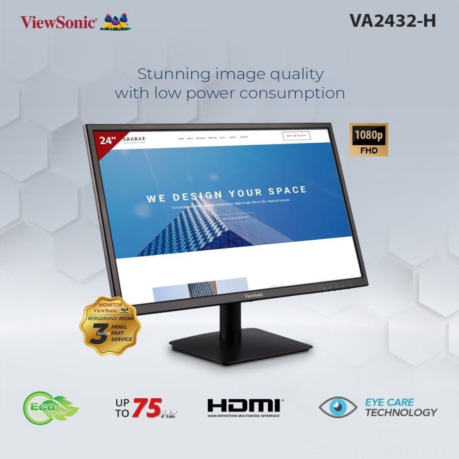 Monitor LED Viewsonic VA2432-H 24&quot; IPS 75Hz Full HD VGA HDMI Frameless