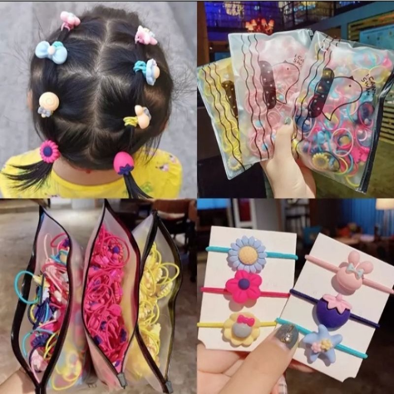 free Pouch Tali Rambut Anak kwalitas Import isi 20 pcs