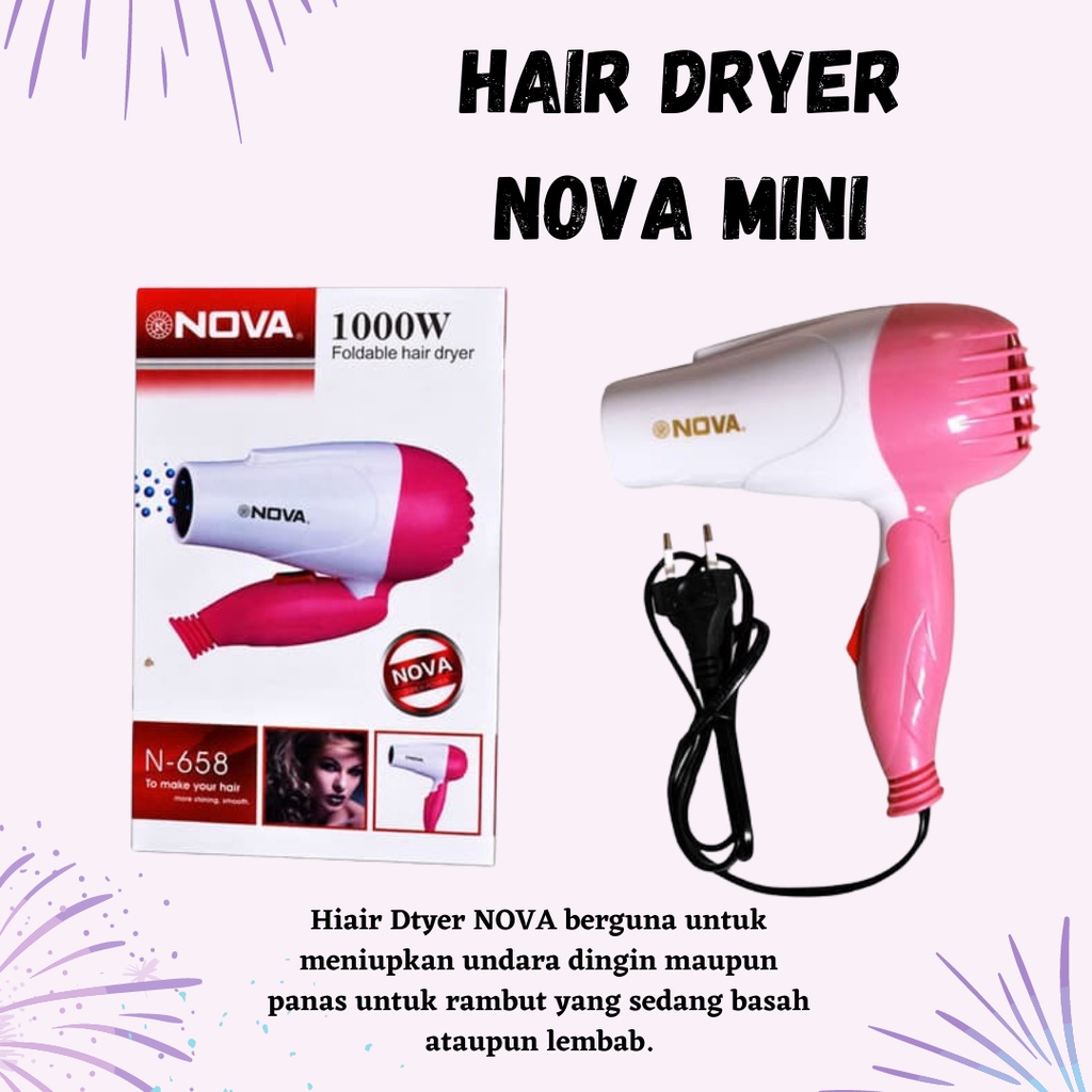 [ORIGINAL 100%] Hair Dryer Nova / Hairdryer Nova 662 / Pengering Rambut Nova Lipat Praktis