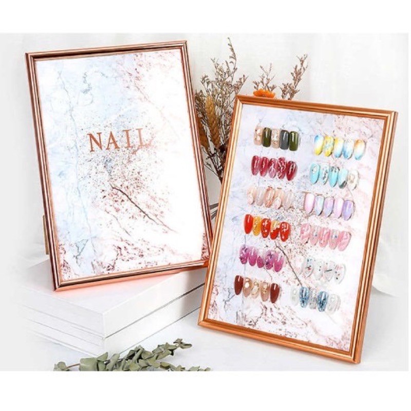 Frame gold display nailart / bingkai foto gold hasil nail art kuku palsu display frame kupal