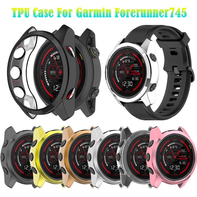 1 Pc Case Pelindung Smartwatch Garmin Forerunner 745 Bahan TPU Dengan Frame Bumper