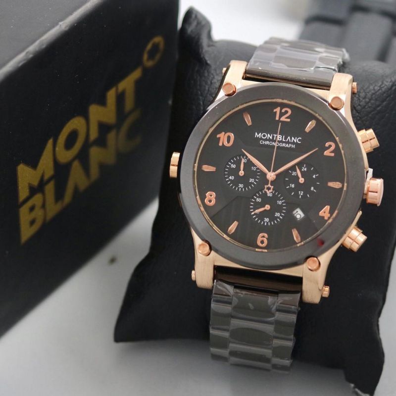 jam tangan pria NEW Montblanc rantai chrono tanggal aktif DM4.7cm +box
