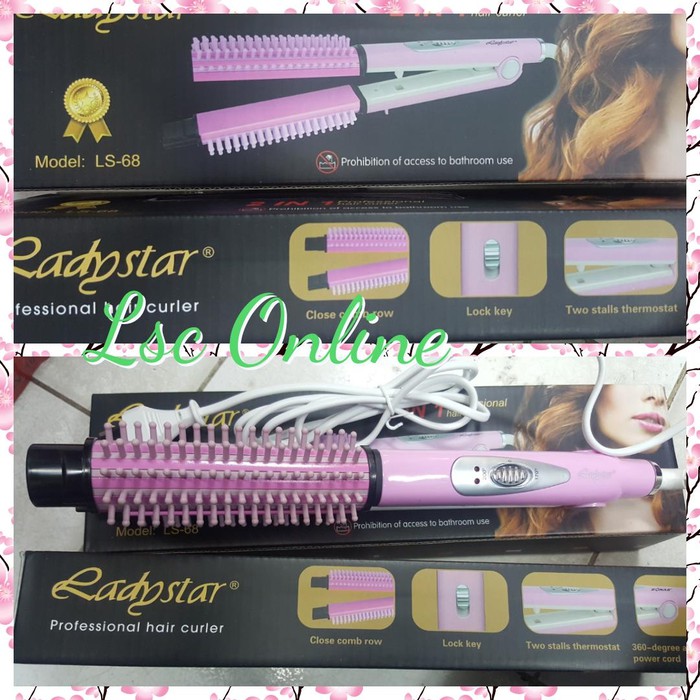 Pelurus Rambut Ladystar Terbaik LS 68 Alat Catok sisir Murah Bagus 2in1 Catokan Suhu Original Salon