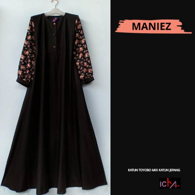 Gamis toyobo kombi maniez hitam